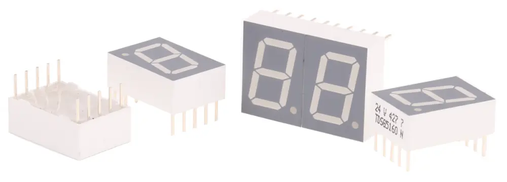 Display LED 7 segmentos de segmentos Vishay de 1 caract., Verde, Vf= 2 V, cátodo común, mont. pasante | TDSG5160
