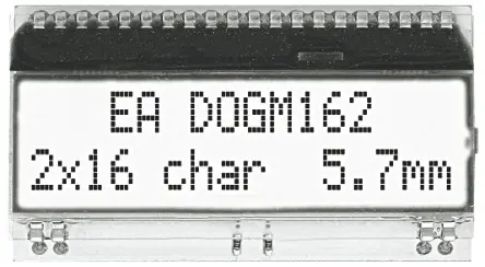 Display monocromo LCD alfanumérico Display Visions de 2 filas x 16 caract., transflectivo, área 51 x 15mm | EA DOGM162W-