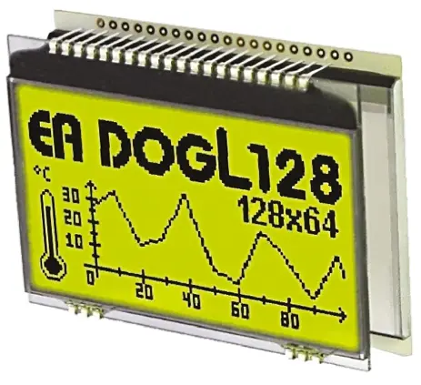 Display monocromo LCD gráfico Display Visions de 4 filas x 16, 21 caract., reflectante, 128 x 64pixels, área 64 x 36mm |...
