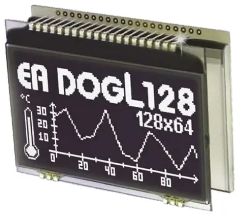 Display monocromo LCD gráfico Display Visions de 4 filas x 16, 21 caract., transmisivo, 128 x 64pixels, área 64 x 36mm |...