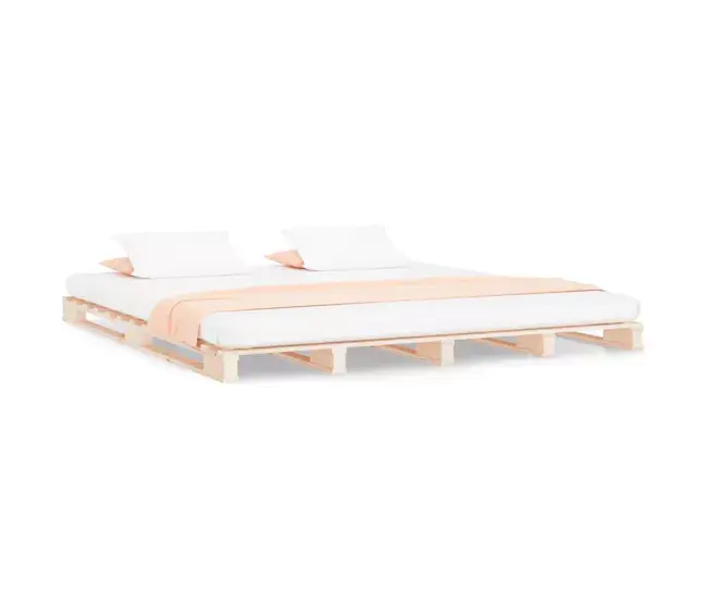 Cama de palets de madera maciza de pino 140x200 cm