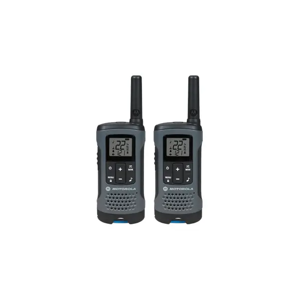 Grado Profesional Pack de 2 Radios Motorola T200 Gris Doble Banda - Alcance de 20 Millas