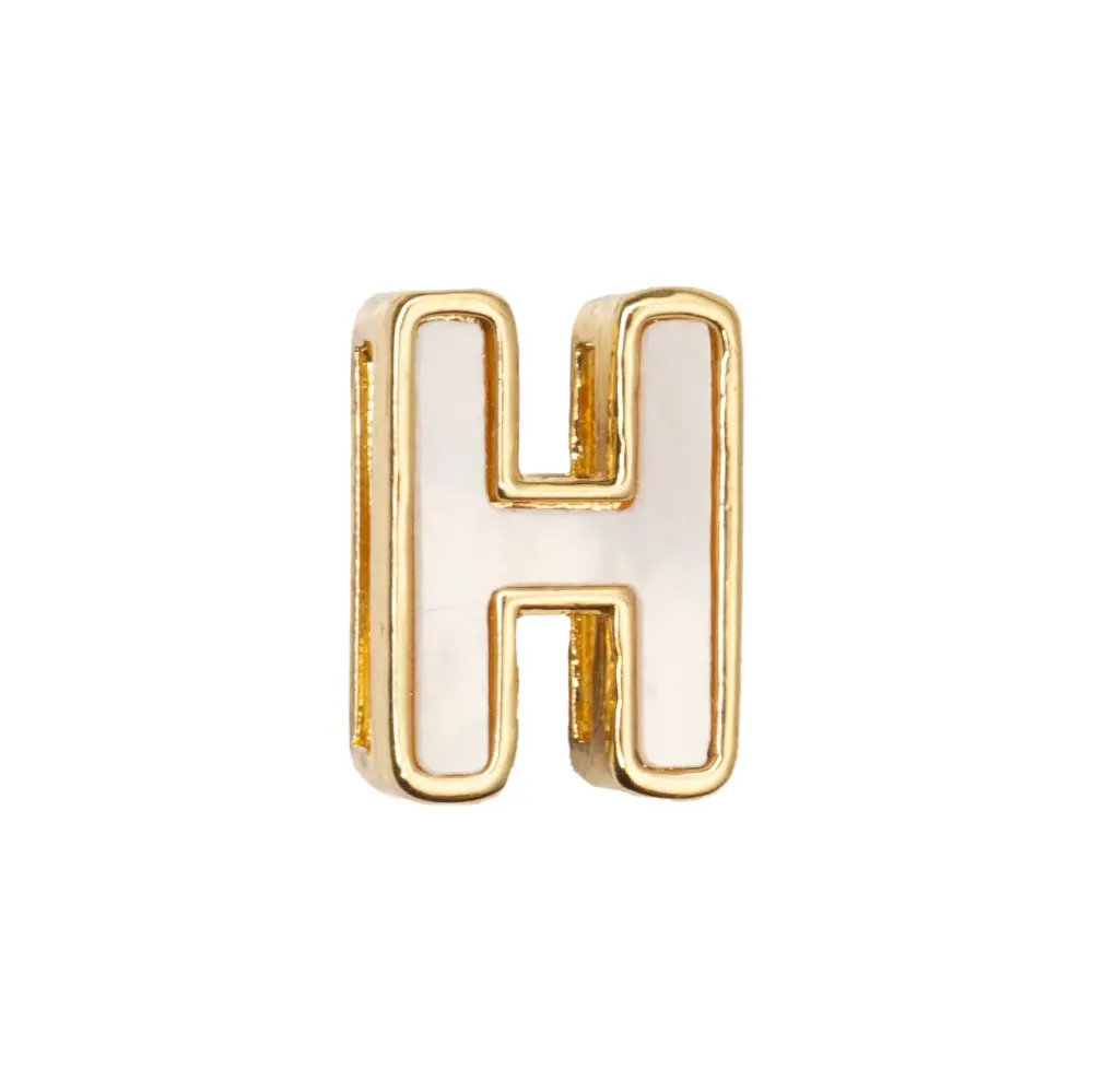 Separador Chapa con Madre Perla Letra H 10x14mm Dorado