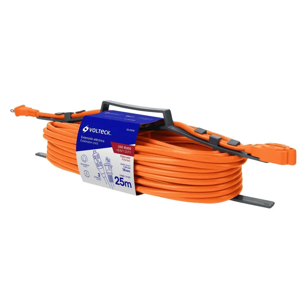 Switch Administrable Extensión eléctrica uso rudo, 25 m, calibre 16, Volteck