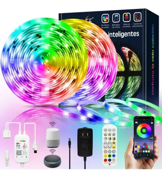 Tiras de Luces LED RGB 20 Metros Wi-Fi Alexa App Control con Garantí del Fabricante