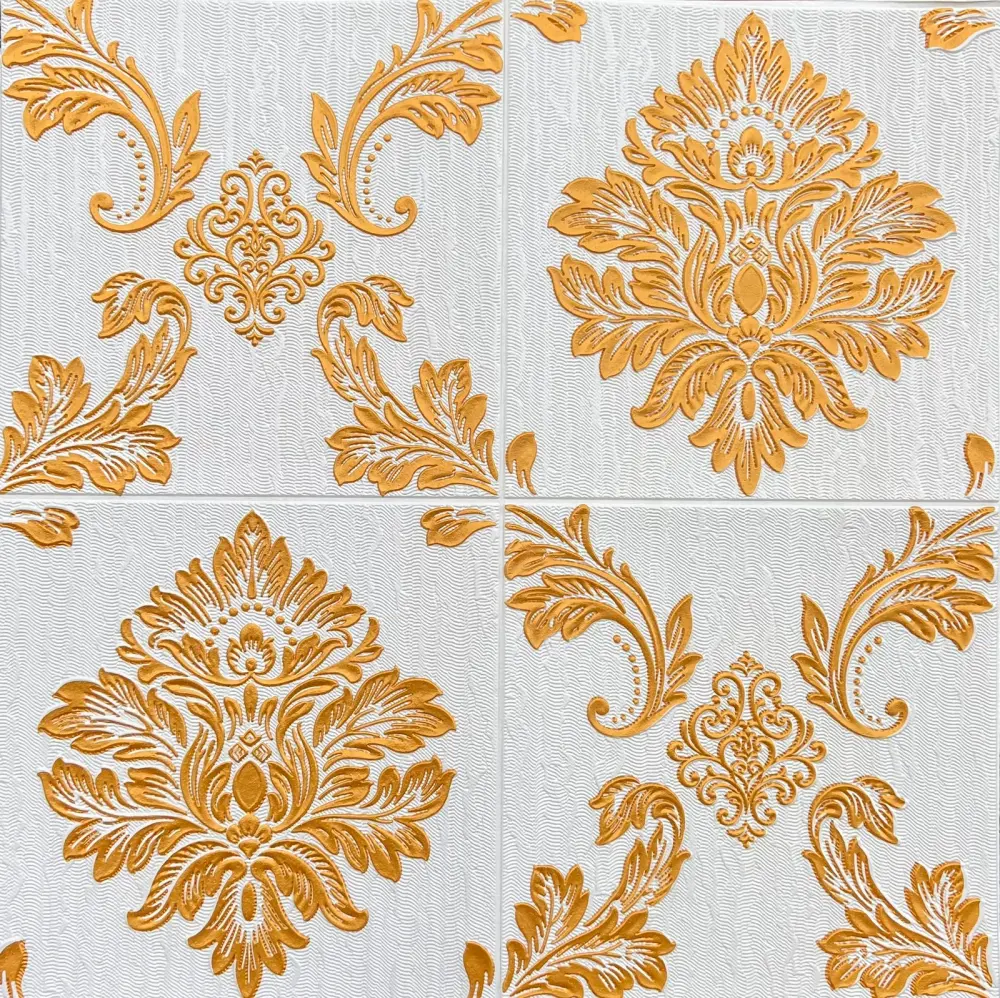Panel Adhesivo 3D Dorado Floral 70x70