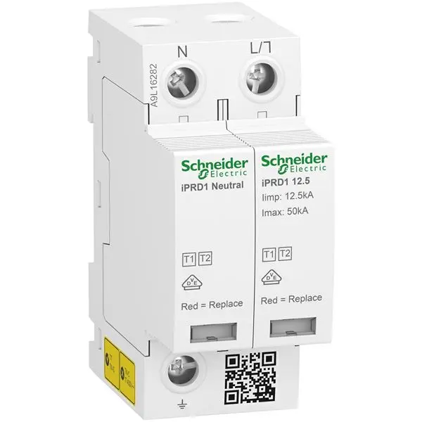 Protector de transitorios, 50kA, 350V ac, montaje: Montaje presión A9L | A9L16282 Schneider Electric
