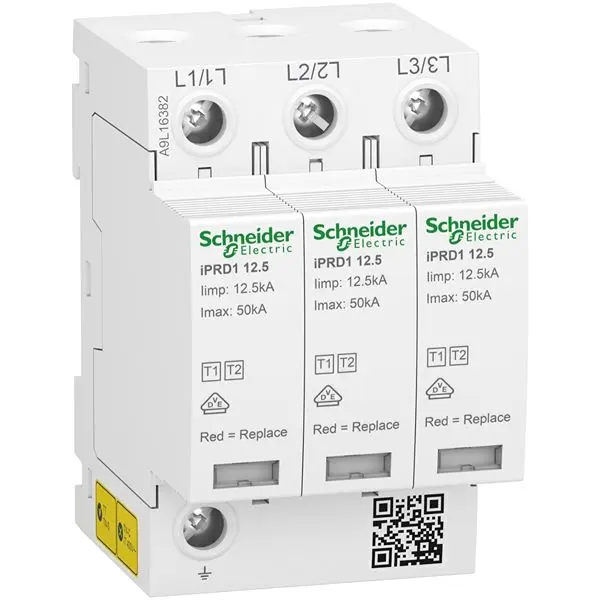 Protector de transitorios, 50kA, 350V ac, montaje: Montaje presión A9L | A9L16382 Schneider Electric