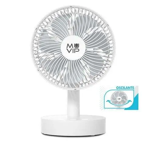 Muvip Ventilador de Sobremesa Portatil Oscilante 12W 19cm de Diametro - 4 Velocidades - Oscilacion hasta 70º - Angulo Aju...
