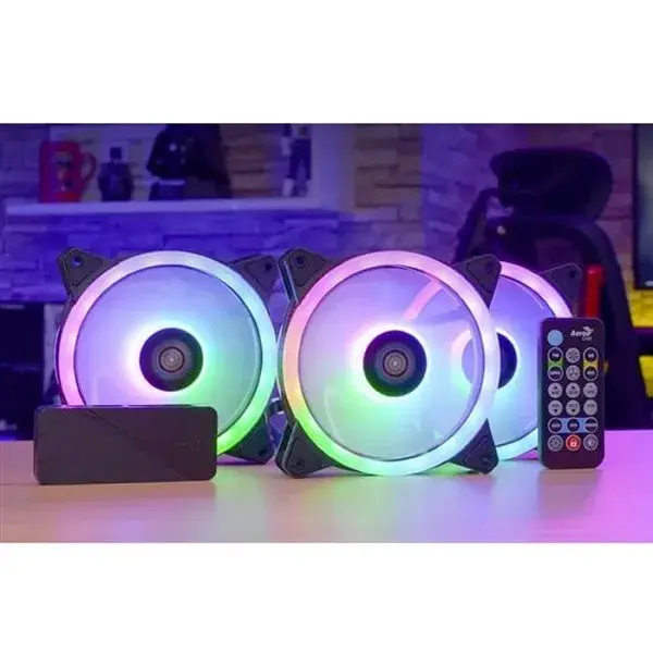 Pack 3 ventiladores con mando Aerocool 12 Duo Pro 12 cm
