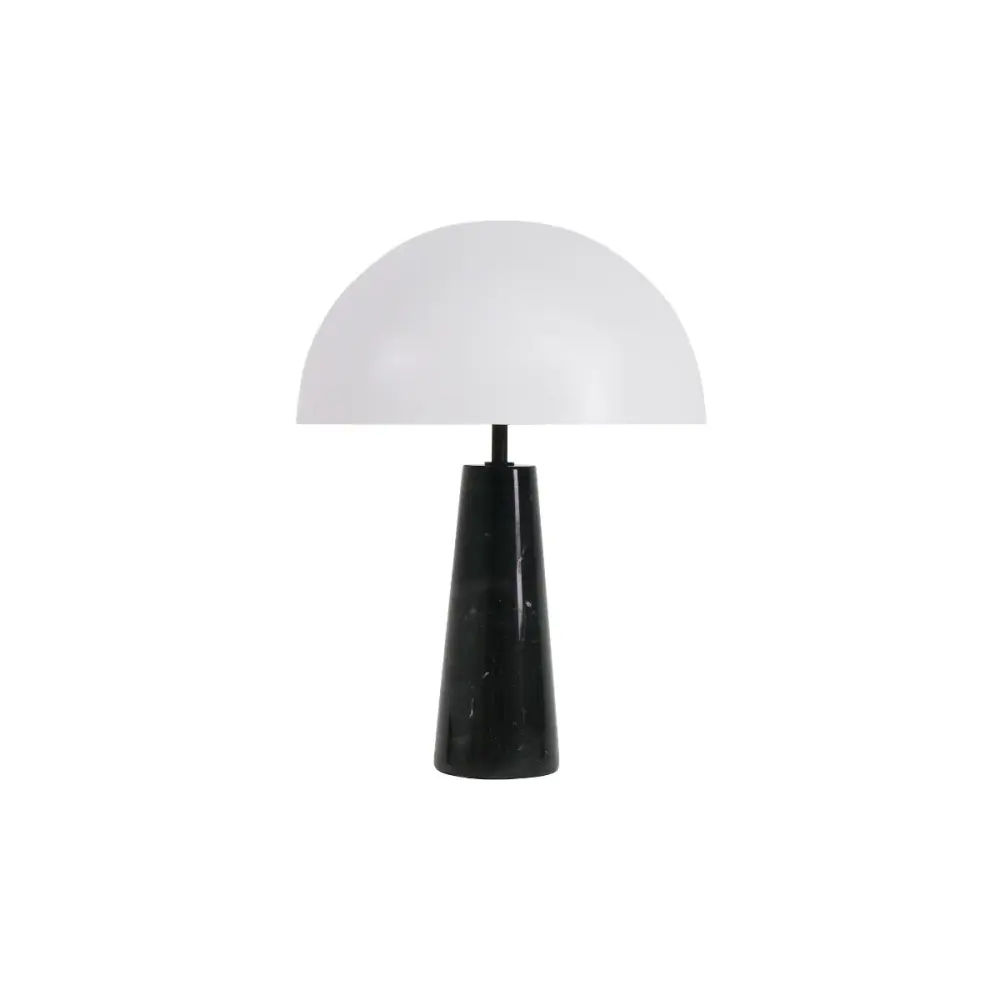 Tafellamp Merit - Witte Kap - Zwart Marmeren Voet - Ø40/H55cm