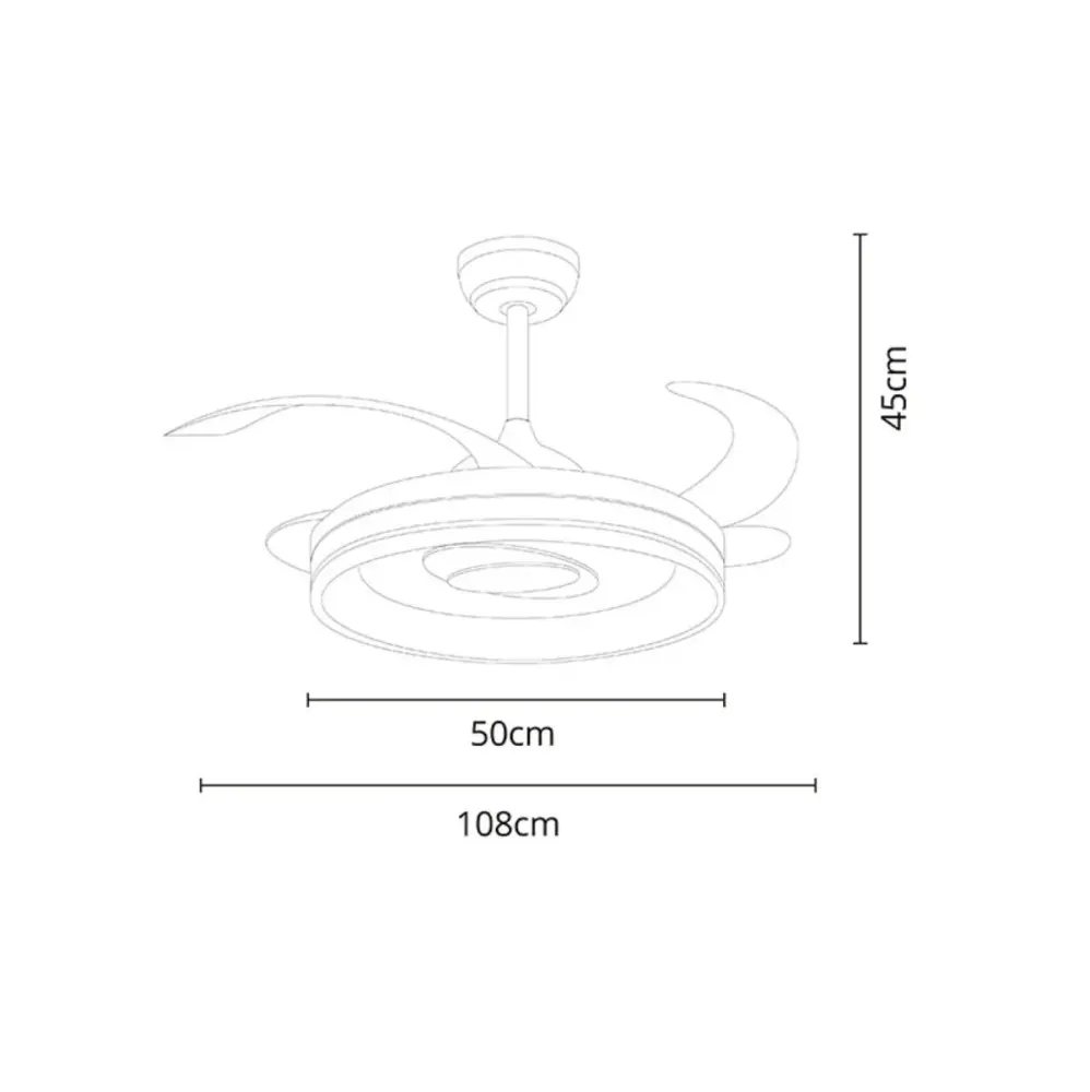 Ventilador de techo Urano Bel Air 72W 4 aspas retráctiles con luz LED blanco Ø108x45 cm