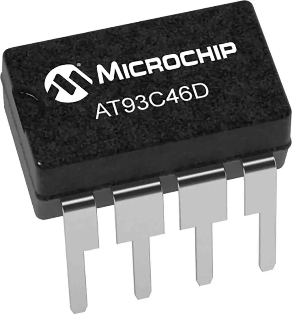 Chip de memoria EEPROM AT93C46D-PU Microchip, 1kbit, 128 x, 8bit, Serie microcable, 1000ns, 8 pines DIP