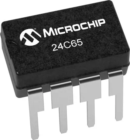 Memoria EEPROM 24C65-I/P Microchip, 64kbit, 8k x, 8bit, Serie I2C, 900ns, 8 pines PDIP/SOIJ