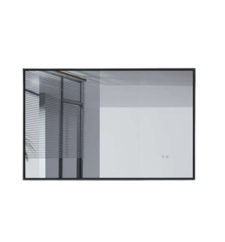 Espejo rectangular LED, marco negro antivaho 80x140 3000k calida