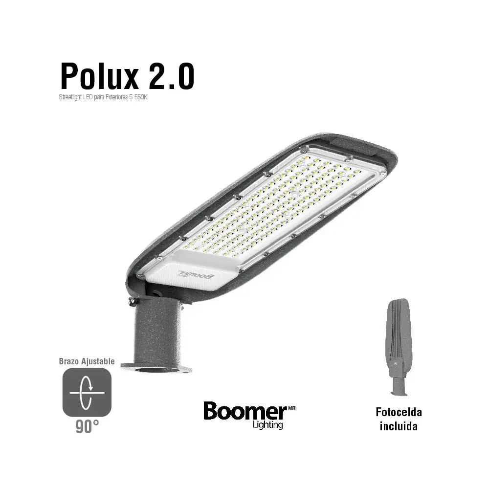 POSTE STREETLIGHT CON FOTOCELDA DIMINUTO 100W, LUZ FRÍ 12000LM
