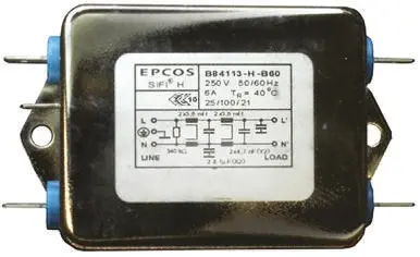 Filtro EMC EPCOS 1.5 x 2 μF, 4700 x 2pF, 10A, 250 V ac/dc, 50 → 60Hz 3,9 x 4 mH, Montaje en Panel, con | B84113H0000B110