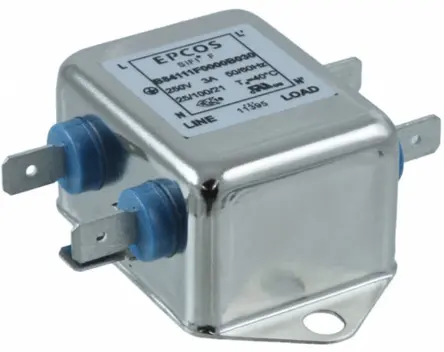 Filtro EMC EPCOS 0.1 x 2 μF, 4700 x 2pF, 3A, 250 V ac/dc, 60Hz 1,5 x 2 mH, Montaje con Reborde, con terminales Pestañ | ...