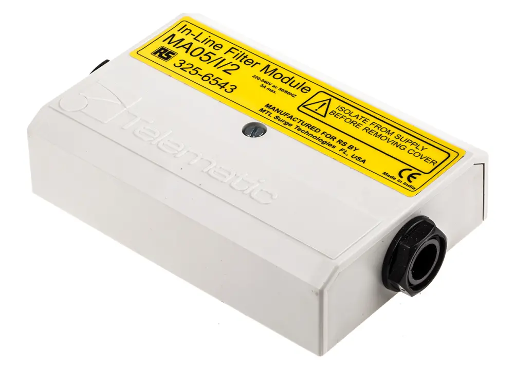 Filtro RFI , 5A, 240 V ac, 50/60Hz, Montaje en Pared, con terminales Tornillo < 0,3 mA, 1 fase Phase Three