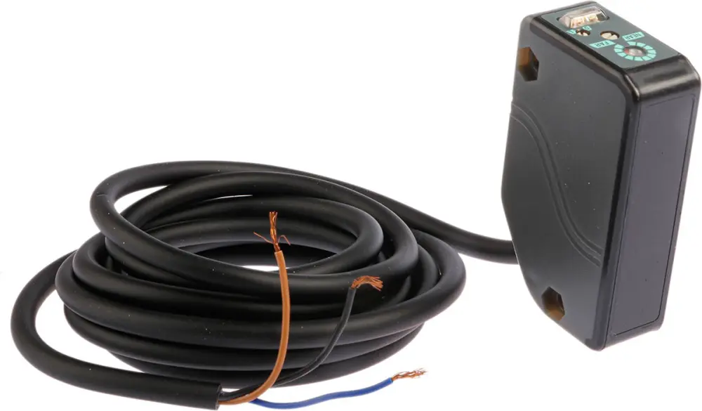 Fotocélula rectangular Panasonic, Sistema Reflex, alcance 100 mm → 2 m., salida PNP, Cable de 3 hilos de 2 m., | EQ-34-PN