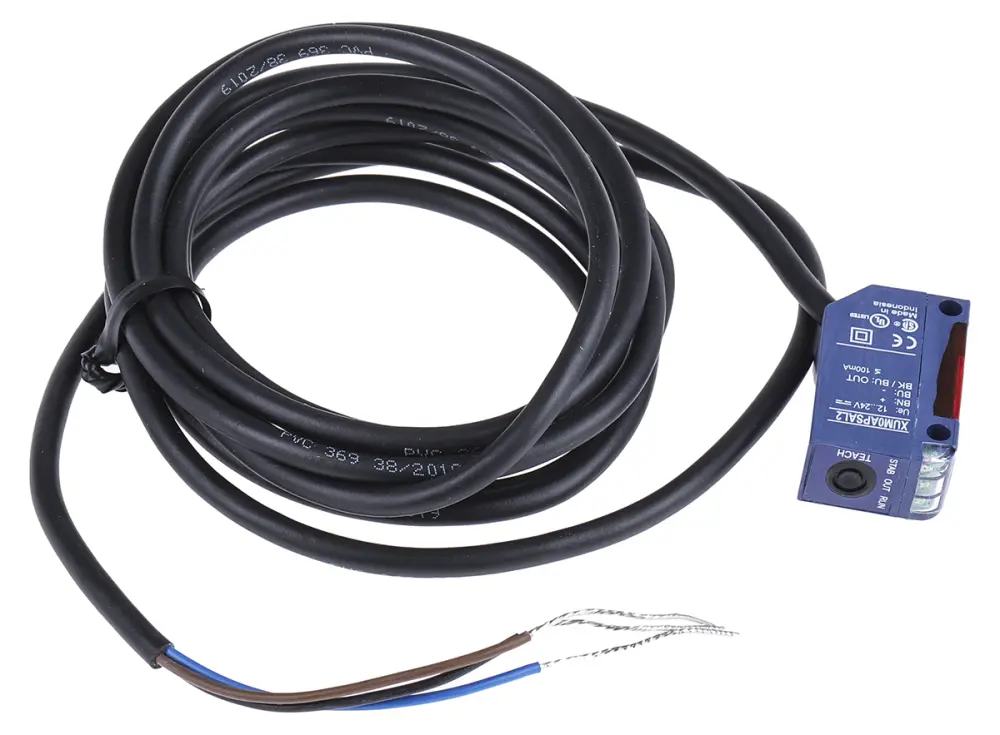 Fotocélula rectangular Telemecanique Sensors Multimodo, alcance 100 mm → 10 m., salida PNP, Cable de 3 hilos de | XUM0A...