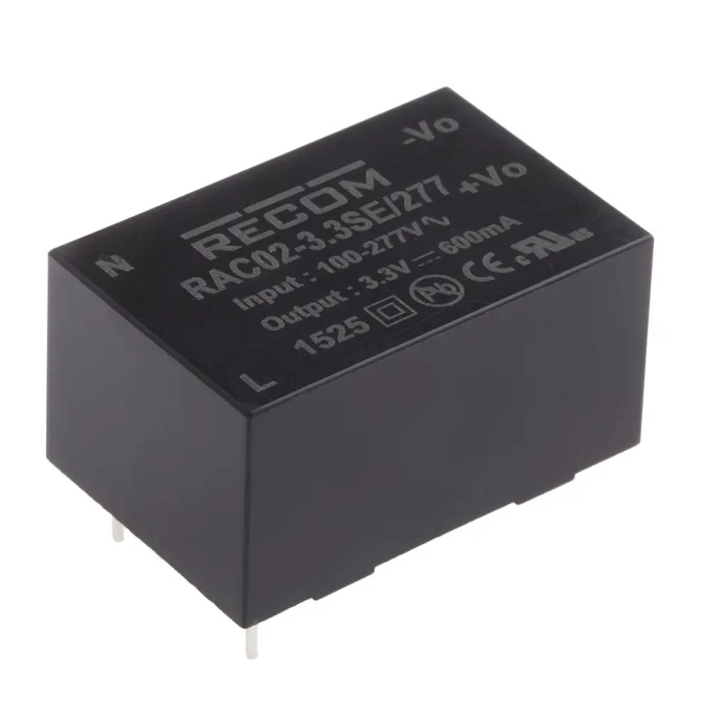 Fuente de alimentación conmutada Recom serie RAC02-E/277, 3.3V dc, 600mA, 2W, 1 salida, Montaje en PCB | RAC02-3.3SE/277