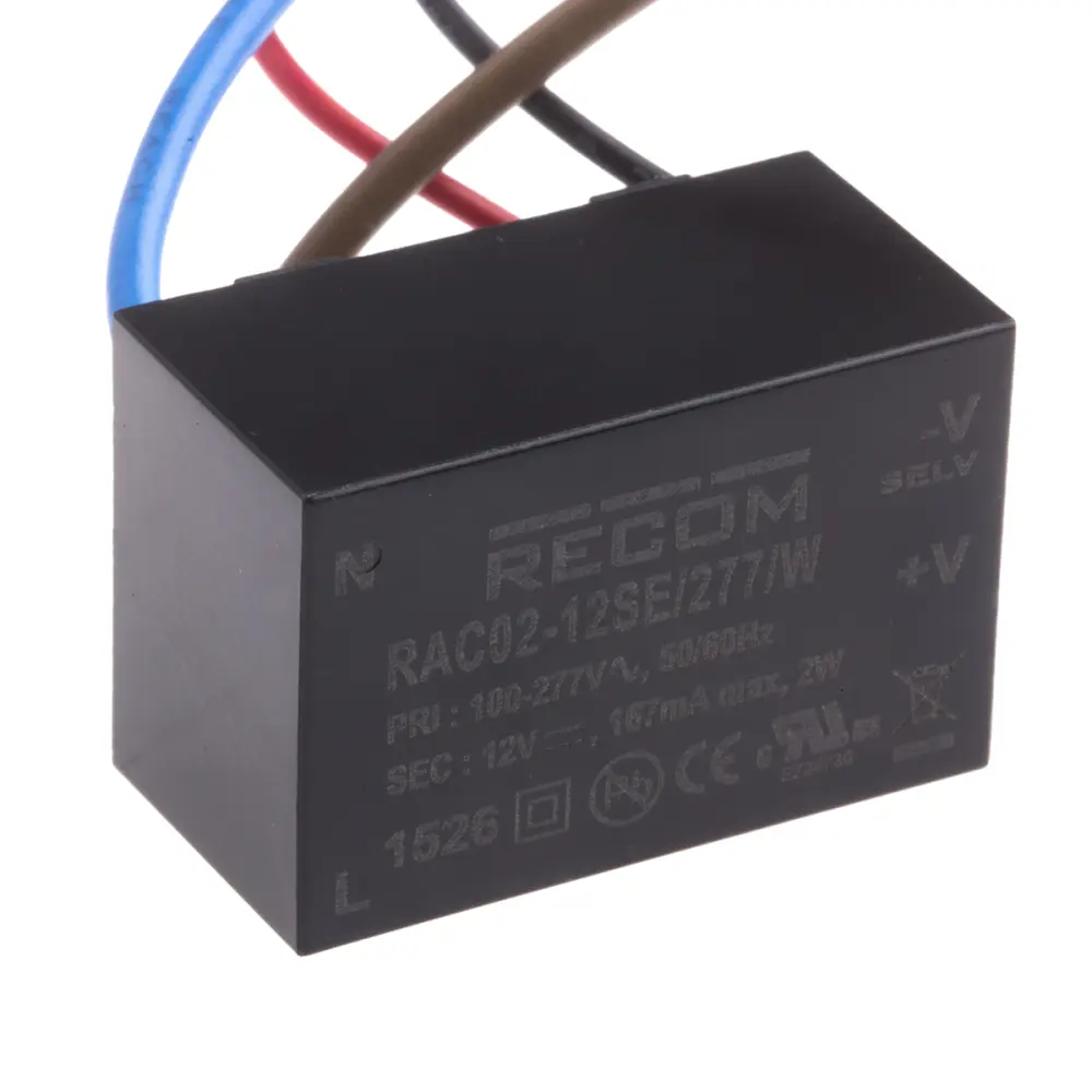 Fuente de alimentación conmutada Recom serie RAC02-SE/277/W, 12V dc, 167mA, 2W, 1 salida, Montaje en panel | RAC02-12SE/2...