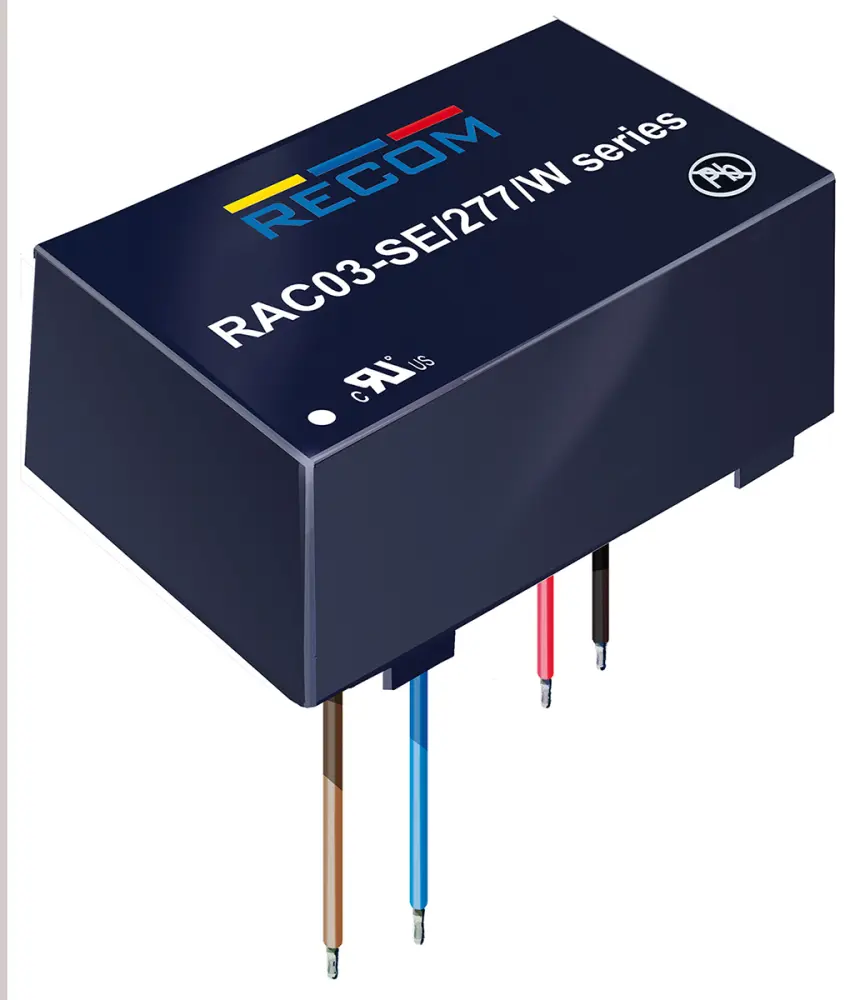 Fuente de alimentación conmutada Recom serie RAC03-SE/277/W, 24V dc, 125mA, 3W, 1 salida, Montaje en panel | RAC03-24SE/2...