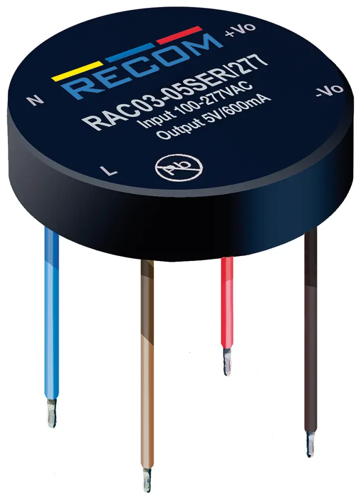 Fuente de alimentación conmutada Recom serie RAC03-SER/277, 24V dc, 125mA, 3W, 1 salida, Montaje en panel | RAC03-24SER/277