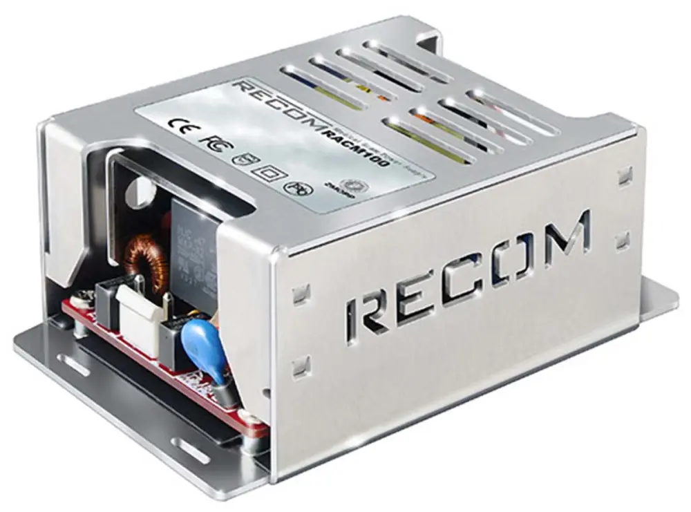 Fuente de alimentación conmutada Recom serie RACM100, 12V dc, 8.34A, 100W, 1 salida, para uso médico, Montaje en panel |...