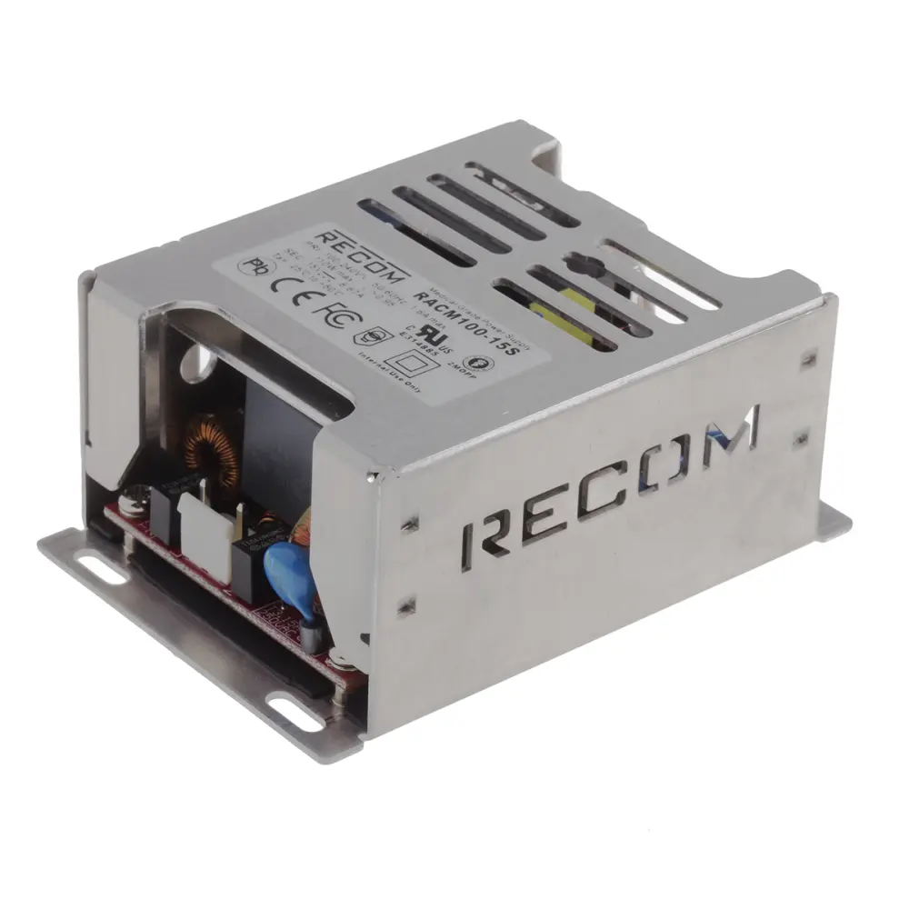 Fuente de alimentación conmutada Recom serie RACM100, 15V dc, 6.67A, 100W, 1 salida, para uso médico, Montaje en panel |...