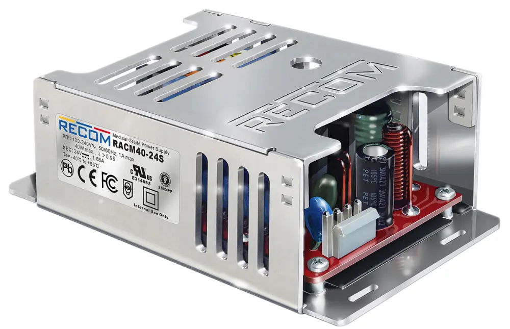 Fuente de alimentación conmutada Recom serie RACM40, 48V dc, 840mA, 0.15W, 1 salida, para uso médico, Montaje en panel |...