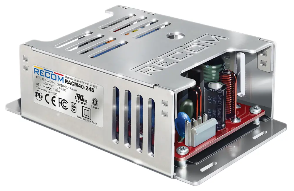 Fuente de alimentación conmutada Recom serie RACM40, 12V dc, 3.333A, 40W, 1 salida, para uso médico, Montaje en panel | ...