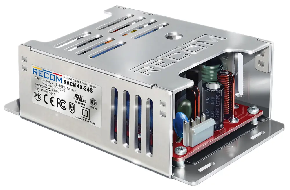 Fuente de alimentación conmutada Recom serie RACM40, 15V dc, 2.666A, 40W, 1 salida, para uso médico, Montaje en panel | ...
