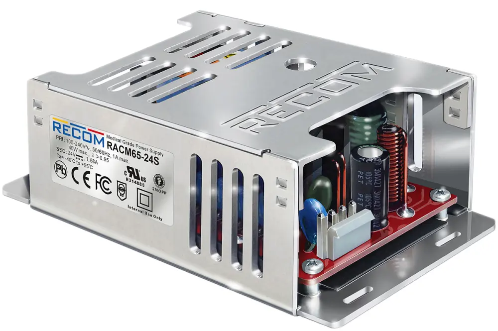 Fuente de alimentación conmutada Recom serie RACM65, 12V dc, 5.42A, 0.15W, 1 salida, para uso médico, Montaje en panel |...