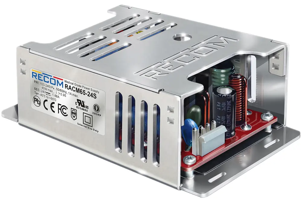 Fuente de alimentación conmutada Recom serie RACM65, 15V dc, 4.33A, 0.15W, 1 salida, para uso médico, Montaje en panel |...