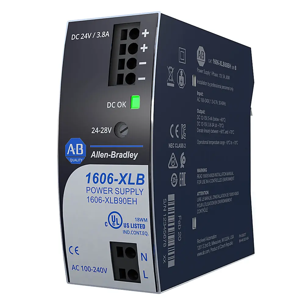 Fuente de alimentación de carril DIN Allen Bradley, 1606 24V dc 3.75A | 1606-XLB90EH