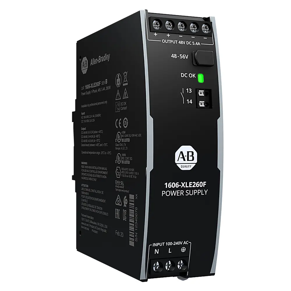 Fuente de alimentación de carril DIN Allen Bradley, 1606 48V dc 5.4A | 1606-XLE260F