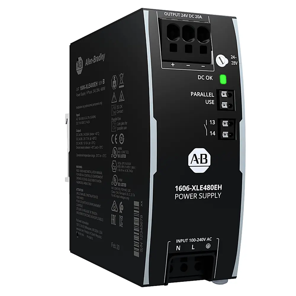 Fuente de alimentación de carril DIN Allen Bradley, 1606 24V dc 20A | 1606-XLE480EH
