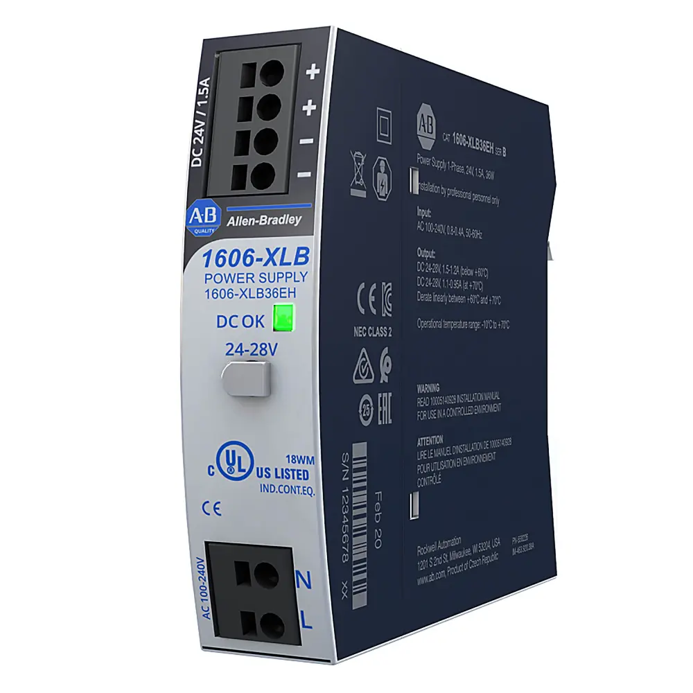 Fuente de alimentación de carril DIN Allen Bradley, 1606 24V dc 1.3A | 1606-XLB36EH
