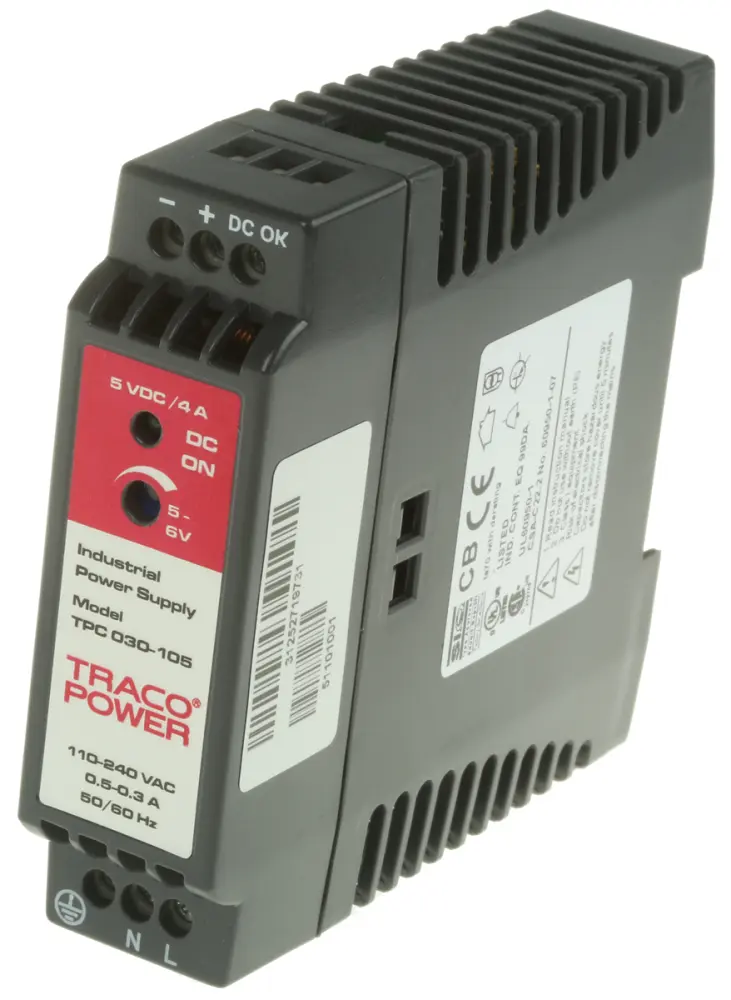 Fuente de alimentación de carril DIN TRACOPOWER, TPC, 1 salida 5V dc 4A 20W | TPC 030-105