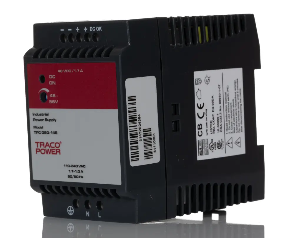 Fuente de alimentación de carril DIN TRACOPOWER TPC, 1 salida 48V dc 1.7A 80W | TPC 080-148