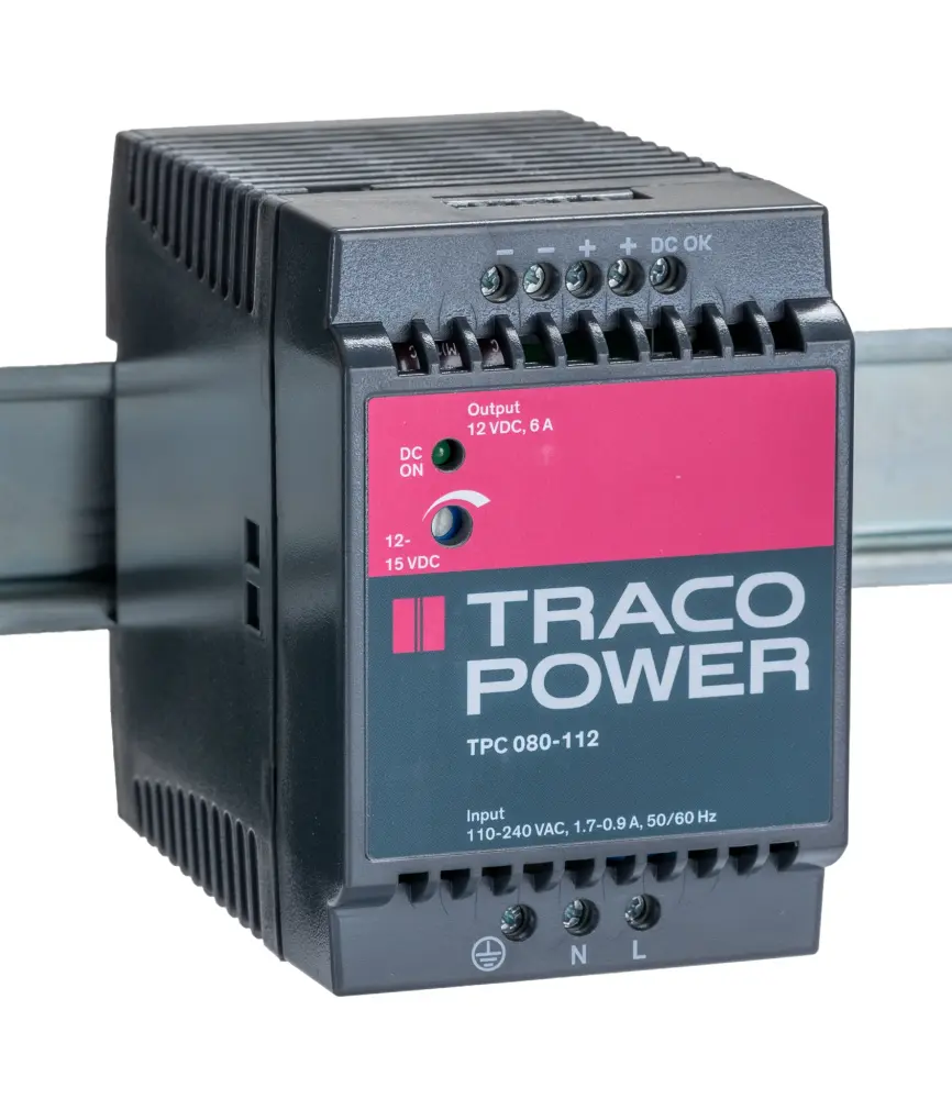 Fuente de alimentación de carril DIN TRACOPOWER, TPC, 1 salida 12V dc 6A 72W | TPC 080-112