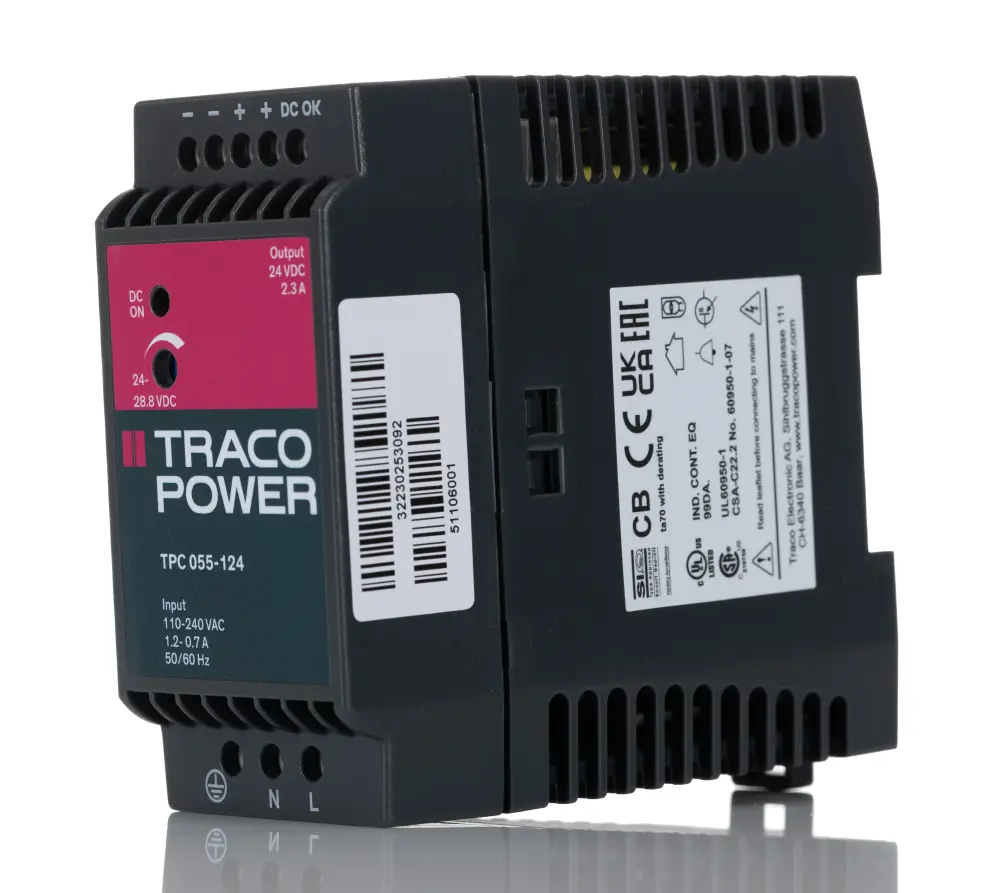 Fuente de alimentación de carril DIN TRACOPOWER, TPC, 1 salida 24V dc 2.3A 55W | TPC 055-124