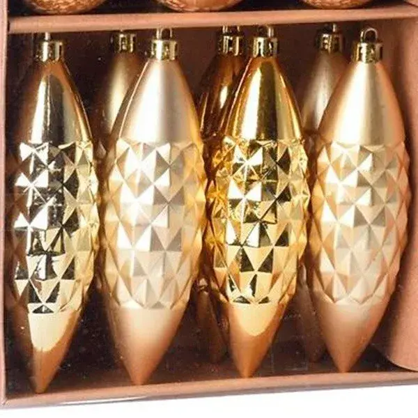 Funda Rígida para Accesorios Estuche 31 adornos de Navidad Home Styling oro