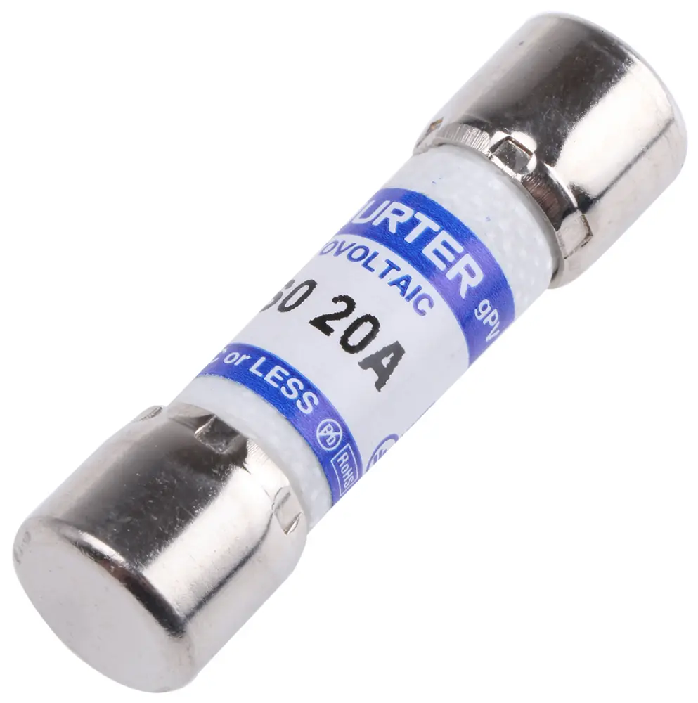 Fusible de cartucho de Melamina Schurter, serie ASO 10.3x38, 1kV dc, 20A, 10 x 38mm, acción rápida | 90.002