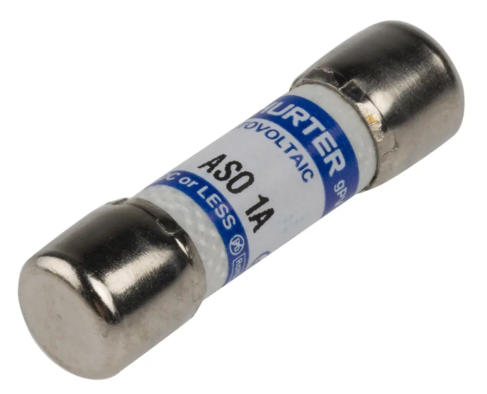 Fusible de cartucho de Melamina Schurter, serie ASO 10.3x38, 1kV dc, 1A, 10 x 38mm, acción rápida | 90.0001