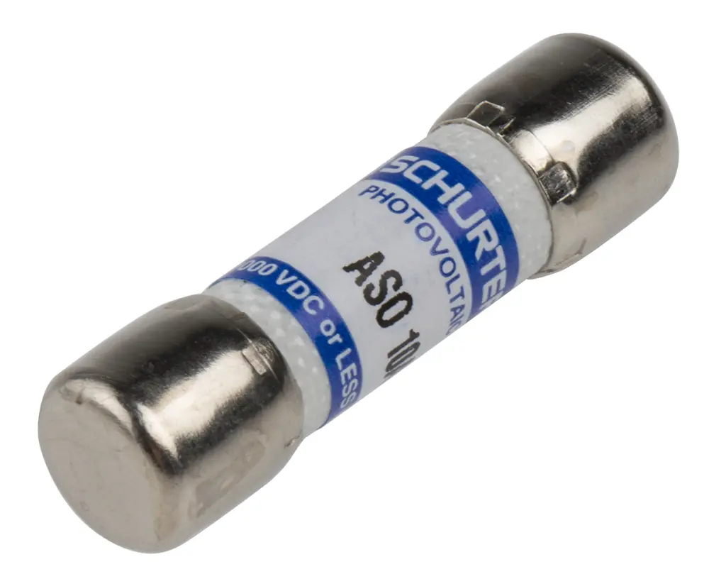 Fusible de cartucho de Melamina Schurter, serie ASO 10.3x38, 1kV dc, 10A, 10 x 38mm, acción rápida | 90.001