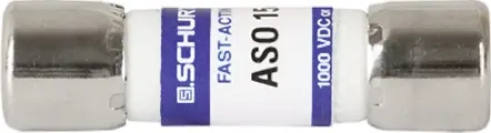 Fusible de cartucho de Melamina Schurter, serie ASO 10.3x38, 1kV dc, 8A, 10 x 38mm, acción rápida | 90.0008