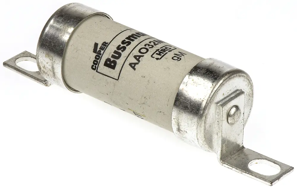 Fusible de cuchillas perforadas excéntricas Eaton, A2, gG - gM, 500V ac, 32A, BS88, IEC 60269 | AAO32M63